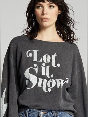 ✨ Recycled Karma “Let It Snow” Bell Sleeve Sweatshirt | Cozy Vintage Graphic Tee